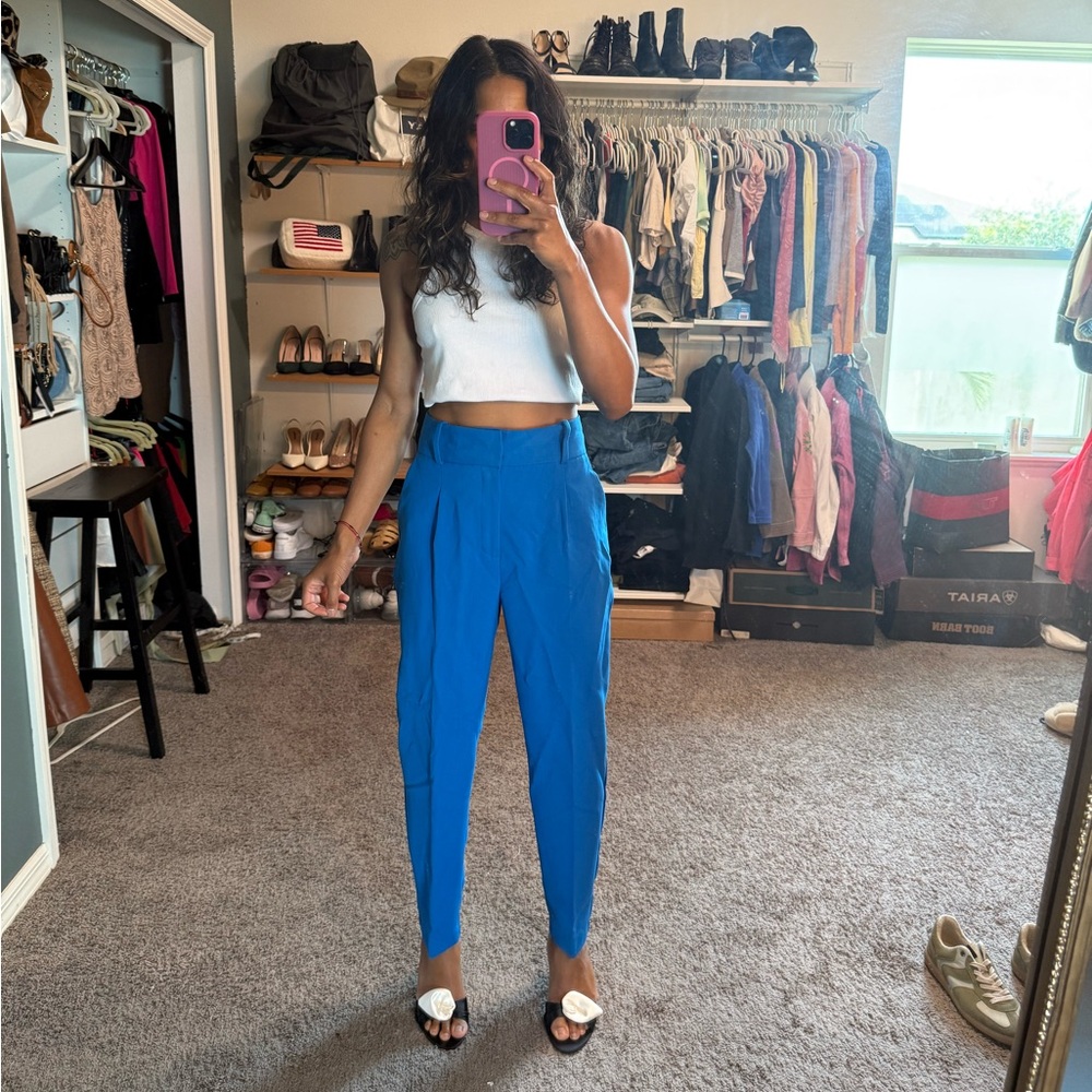 Zara Blue Ankle Cropped Pants